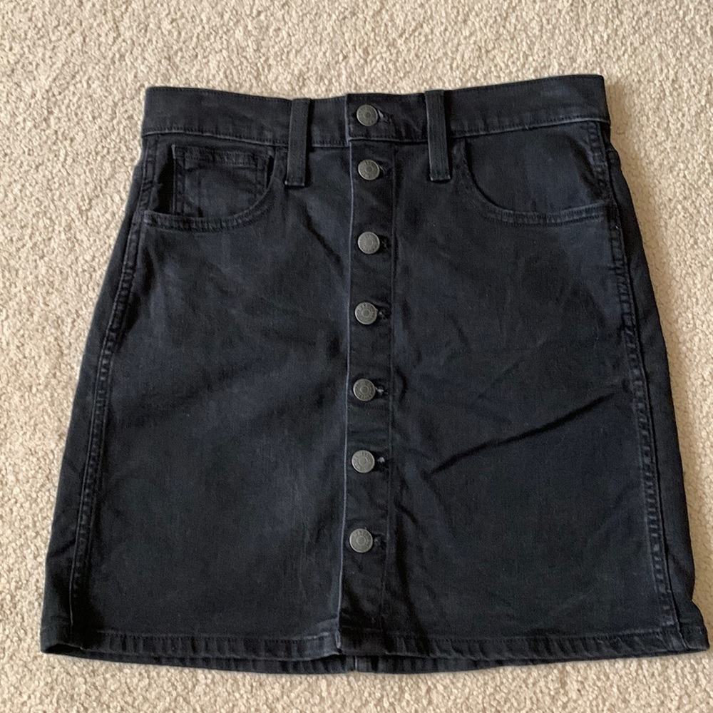Madewell straight skirt black button skirt